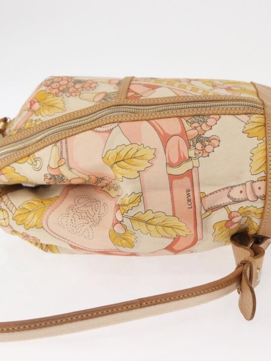 LOEWE Backpack Canvas Leather Beige Gold Auth BA8695 main image 8